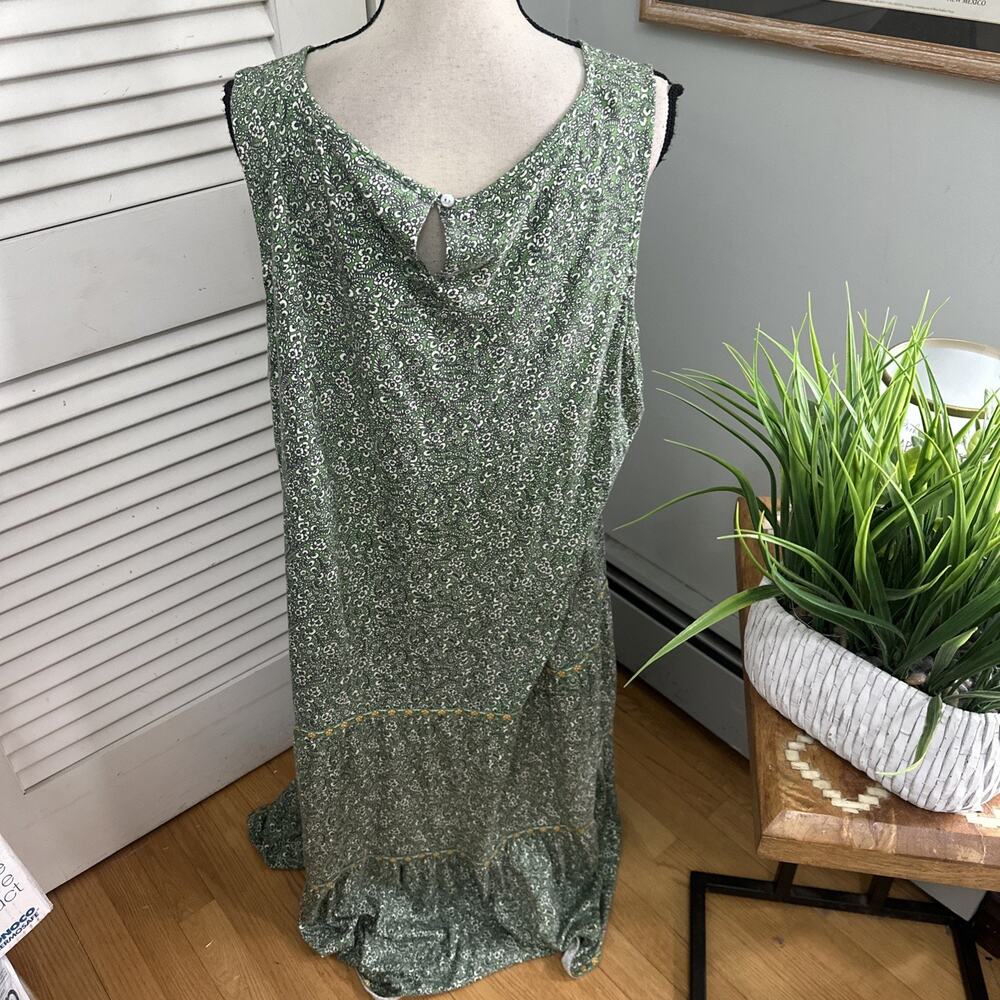 J Jill Dress Womens 2X Green Ditzy Floral Maxi Shift Coastal Cottage Boho Chic - Picture 5 of 11